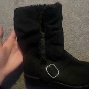 Dorothy Perkins Black Winter Boots with Fur Trim